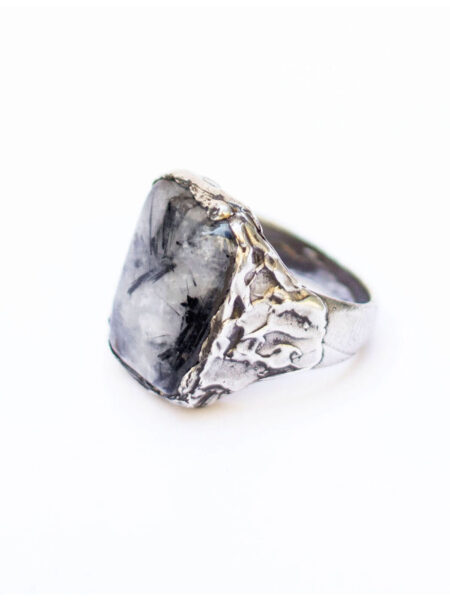 Anello quarzo tormalinato